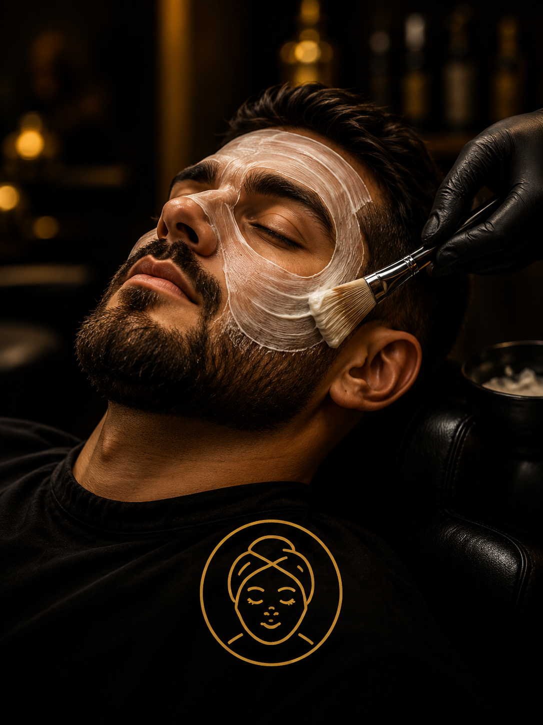 Tratamento facial masculino em ambiente premium
